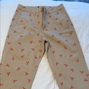 Women's Tan Pants with Red Lobster Print; JCrew, size 2